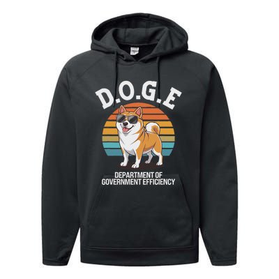 Doge Department Of Government Efficiency Cute Shiba Inu Dog Performance Fleece Hoodie