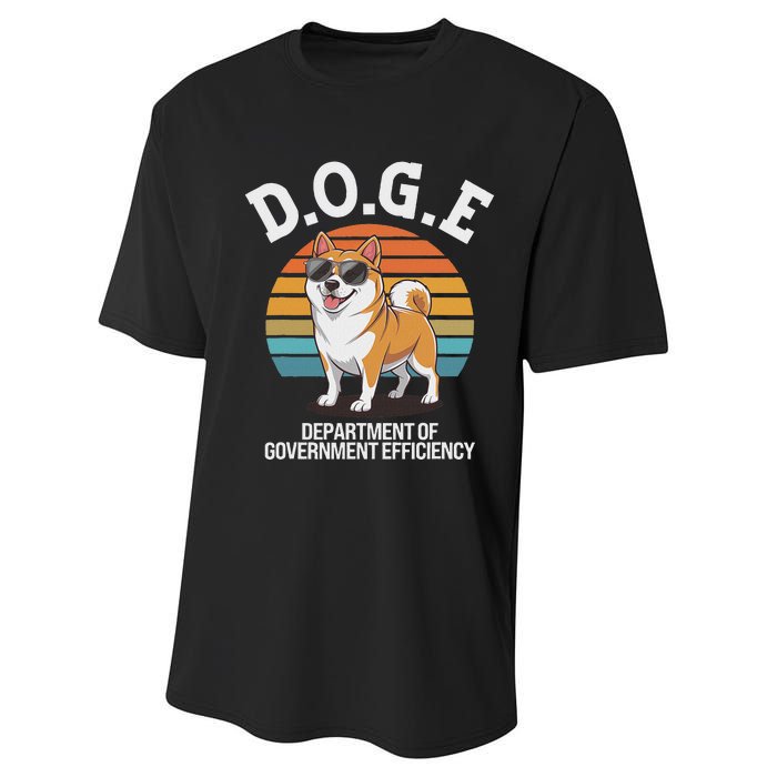 Doge Department Of Government Efficiency Cute Shiba Inu Dog Performance Sprint T-Shirt