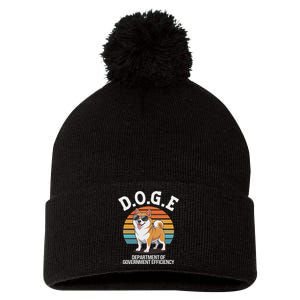 Doge Department Of Government Efficiency Cute Shiba Inu Dog Pom Pom 12in Knit Beanie