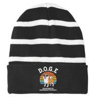 Doge Department Of Government Efficiency Cute Shiba Inu Dog Striped Beanie with Solid Band