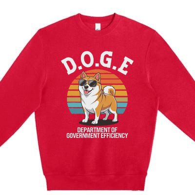 Doge Department Of Government Efficiency Cute Shiba Inu Dog Premium Crewneck Sweatshirt