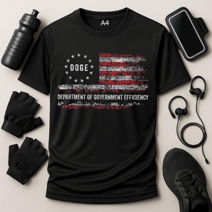 Doge Department Of Government Efficiency D.O.G.E. Us Flag Cooling Performance Crew T-Shirt