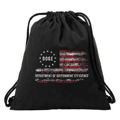 Doge Department Of Government Efficiency D.O.G.E. Us Flag Drawstring Bag