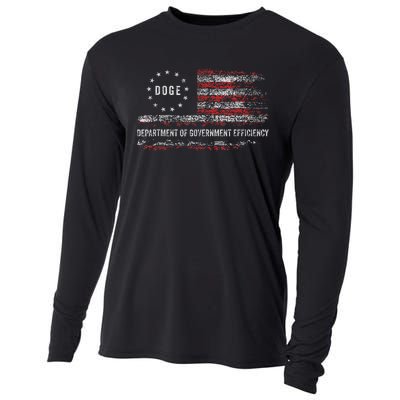 Doge Department Of Government Efficiency D.O.G.E. Us Flag Cooling Performance Long Sleeve Crew