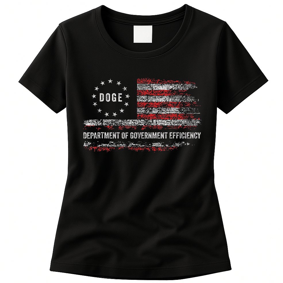 Doge Department Of Government Efficiency D.O.G.E. Us Flag Womens T-Shirt