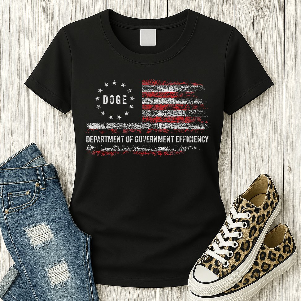 Doge Department Of Government Efficiency D.O.G.E. Us Flag Womens T-Shirt