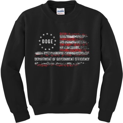 Doge Department Of Government Efficiency D.O.G.E. Us Flag Kids Sweatshirt