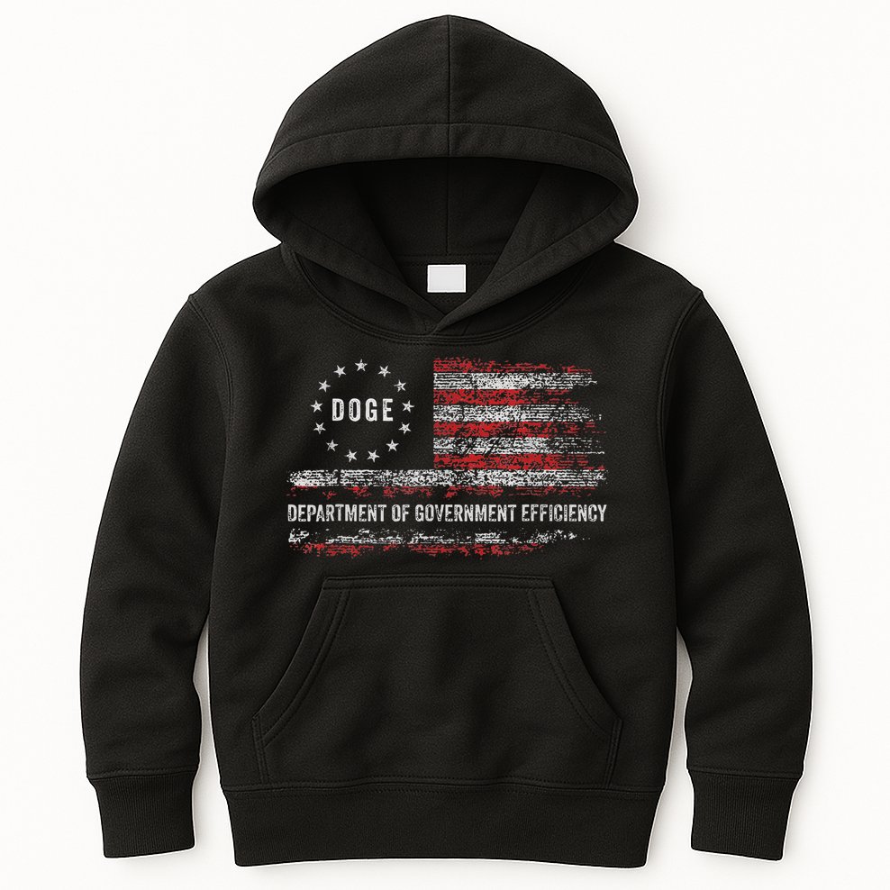 Doge Department Of Government Efficiency D.O.G.E. Us Flag Kids Hoodie