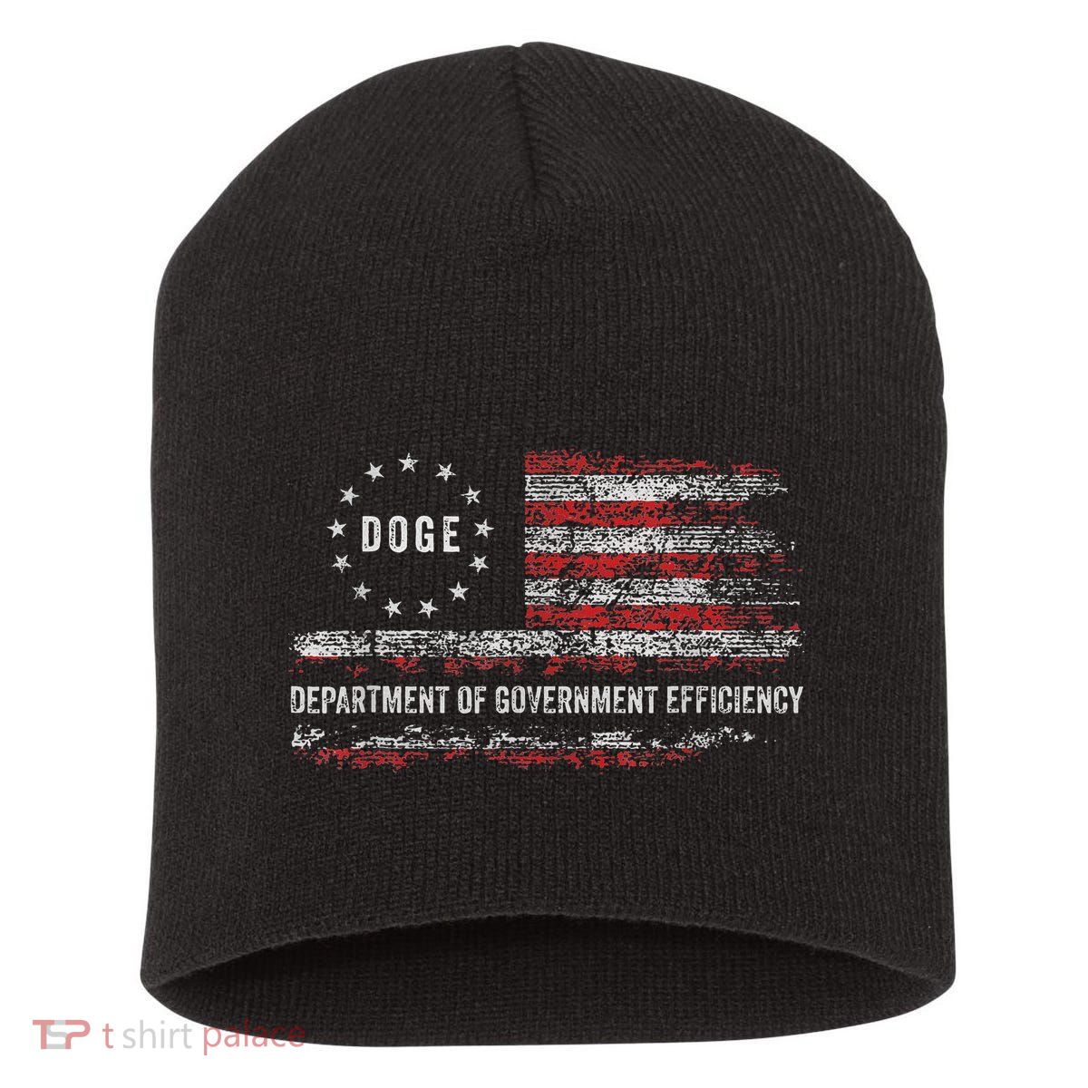 Doge Department Of Government Efficiency D.O.G.E. Us Flag Short Acrylic Beanie