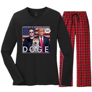 Doge Department Of Government Efficiency Women's Long Sleeve Flannel Pajama Set 