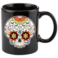 DOD Day Of The Dead Sugar Floral Skull Head 11oz C Handle Ceramic Mug