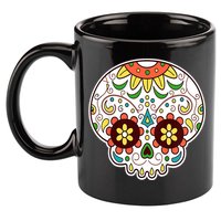 DOD Day Of The Dead Sugar Floral Skull Head 11oz C Handle Ceramic Mug