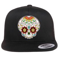 DOD Day Of The Dead Sugar Floral Skull Head Flatbill Hat
