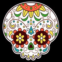 DOD Day Of The Dead Sugar Floral Skull Head Flatbill Hat