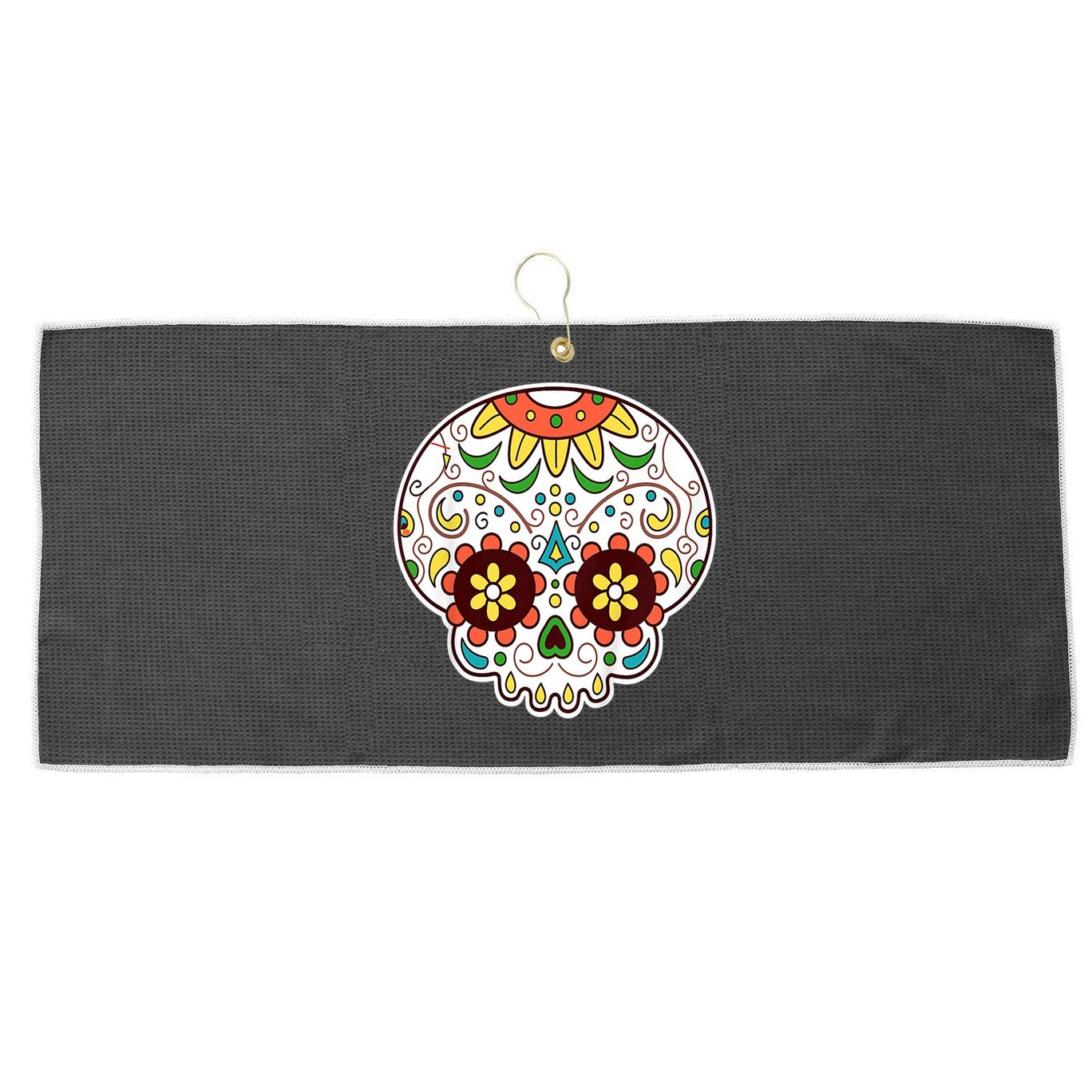 DOD Day Of The Dead Sugar Floral Skull Head Large Microfiber Waffle Golf Towel