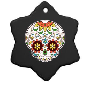 DOD Day Of The Dead Sugar Floral Skull Head Ceramic Star Ornament