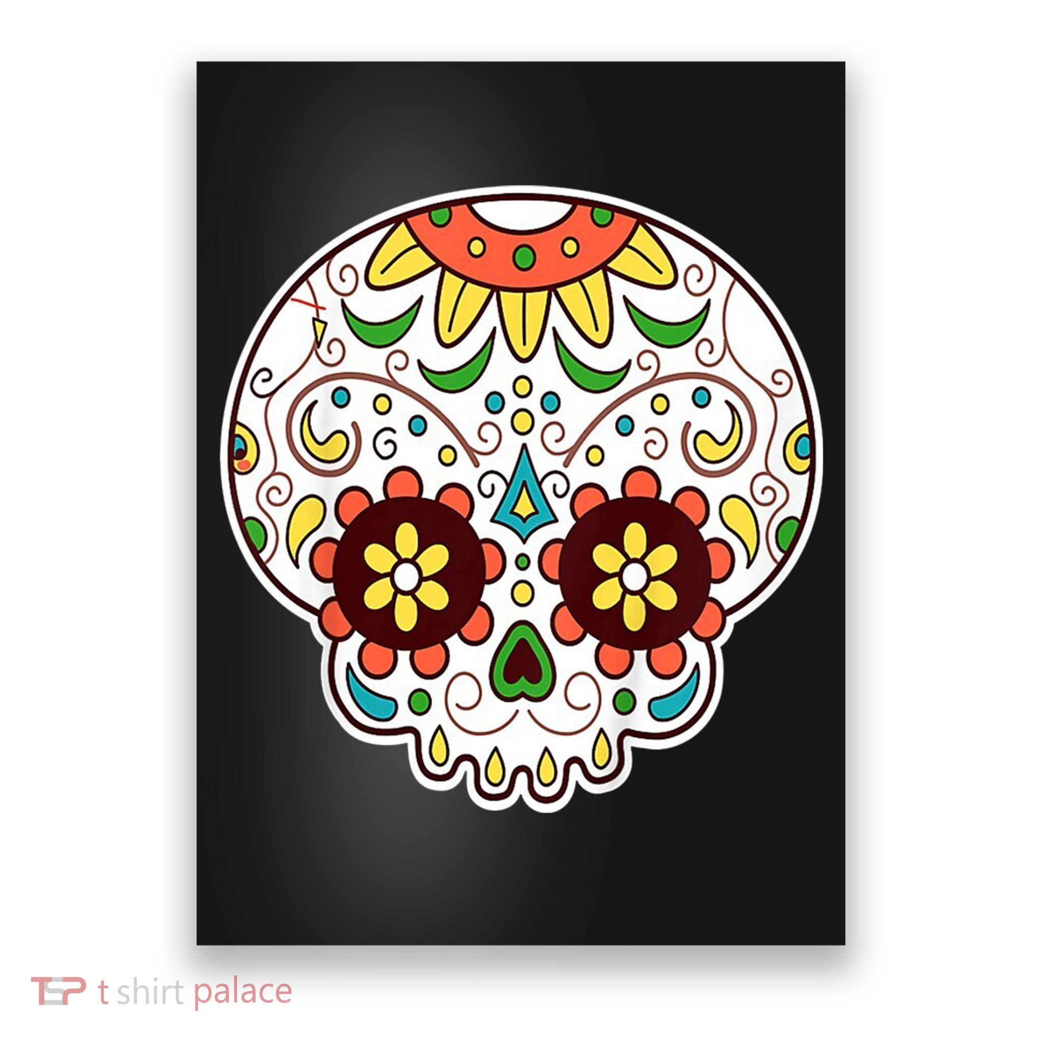 DOD Day Of The Dead Sugar Floral Skull Head Poster