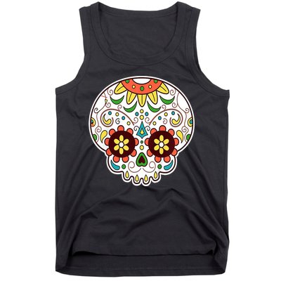 DOD Day Of The Dead Sugar Floral Skull Head Tank Top