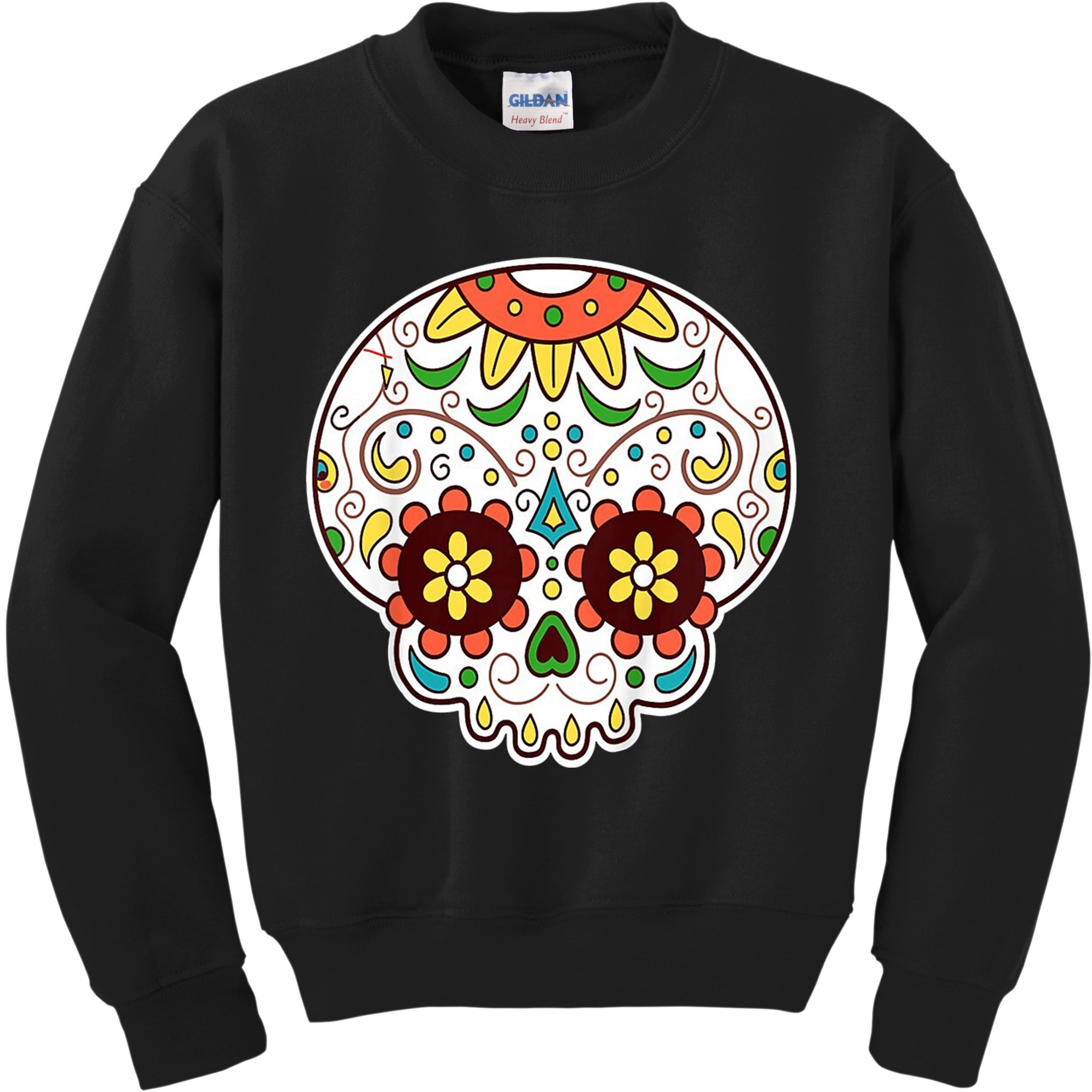 DOD Day Of The Dead Sugar Floral Skull Head Kids Sweatshirt