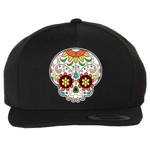 DOD Day Of The Dead Sugar Floral Skull Head Wool Snapback Cap