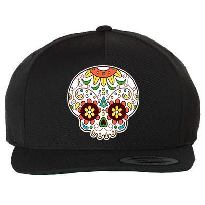 DOD Day Of The Dead Sugar Floral Skull Head Wool Snapback Cap