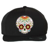 DOD Day Of The Dead Sugar Floral Skull Head Wool Snapback Cap