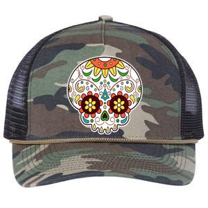 DOD Day Of The Dead Sugar Floral Skull Head Retro Rope Trucker Hat Cap