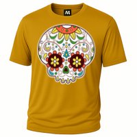 DOD Day Of The Dead Sugar Floral Skull Head Cooling Performance Crew T-Shirt