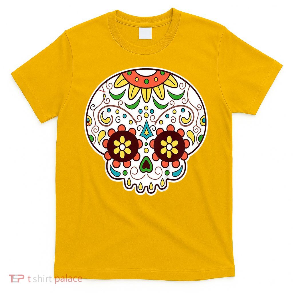 DOD Day Of The Dead Sugar Floral Skull Head T-Shirt