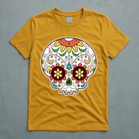 DOD Day Of The Dead Sugar Floral Skull Head T-Shirt