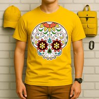 DOD Day Of The Dead Sugar Floral Skull Head T-Shirt