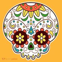 DOD Day Of The Dead Sugar Floral Skull Head T-Shirt