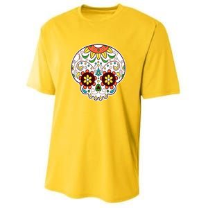 DOD Day Of The Dead Sugar Floral Skull Head Youth Performance Sprint T-Shirt