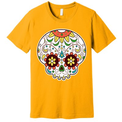 DOD Day Of The Dead Sugar Floral Skull Head Premium T-Shirt