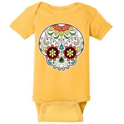 DOD Day Of The Dead Sugar Floral Skull Head Baby Bodysuit