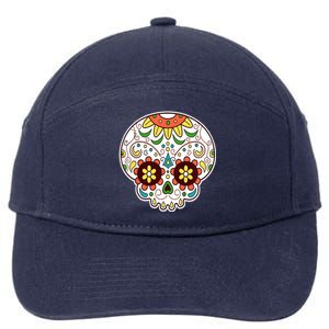 DOD Day Of The Dead Sugar Floral Skull Head 7-Panel Snapback Hat