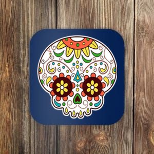 DOD Day Of The Dead Sugar Floral Skull Head Coaster