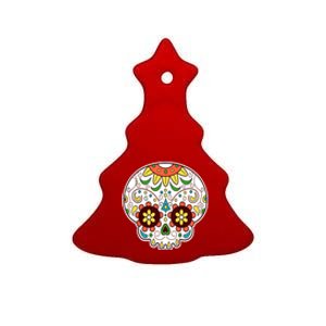 DOD Day Of The Dead Sugar Floral Skull Head Ceramic Tree Ornament