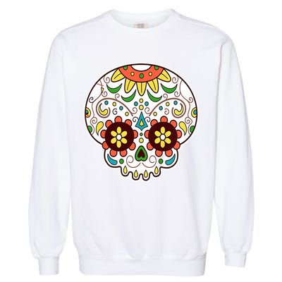 DOD Day Of The Dead Sugar Floral Skull Head Garment-Dyed Sweatshirt