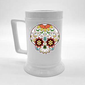 DOD Day Of The Dead Sugar Floral Skull Head Beer Stein