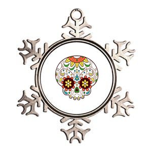 DOD Day Of The Dead Sugar Floral Skull Head Metallic Star Ornament