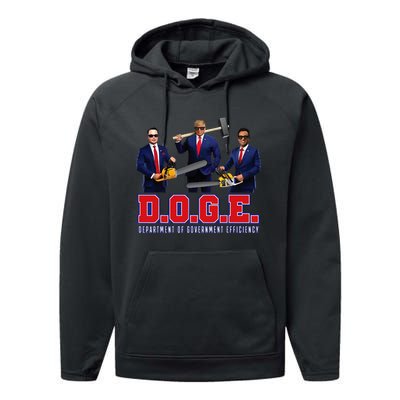 D.O.G.E. Department Of Government Efficiency Performance Fleece Hoodie