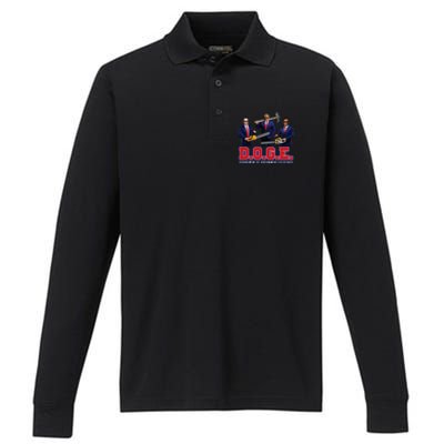 D.O.G.E. Department Of Government Efficiency Performance Long Sleeve Polo