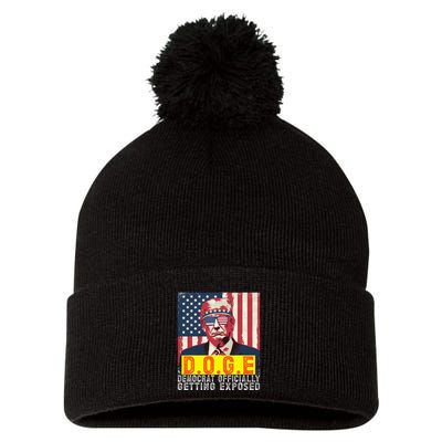 Doge Democrat Officially Getting Exposed Trump 2025 Pom Pom 12in Knit Beanie