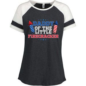 Dad Daddy Of The Little Firecracker 4th Of July Birthday Gift Enza Ladies Jersey Colorblock Tee