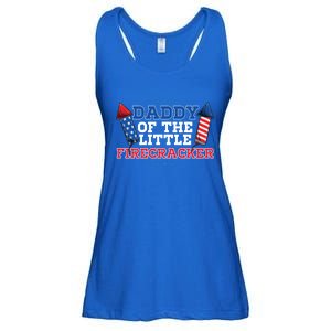 Dad Daddy Of The Little Firecracker 4th Of July Birthday Gift Ladies Essential Flowy Tank