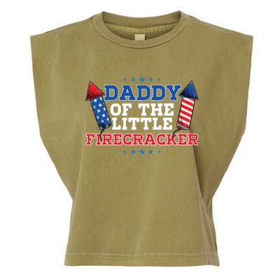 Dad Daddy Of The Little Firecracker 4th Of July Birthday Gift Garment-Dyed Women's Muscle Tee