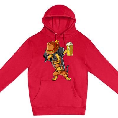 Dabbing Dachshund Oktoberfest Lederhosen Beer Premium Pullover Hoodie