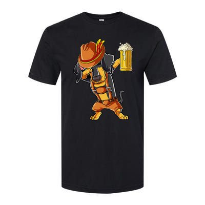 Dabbing Dachshund Oktoberfest Lederhosen Beer Softstyle® CVC T-Shirt