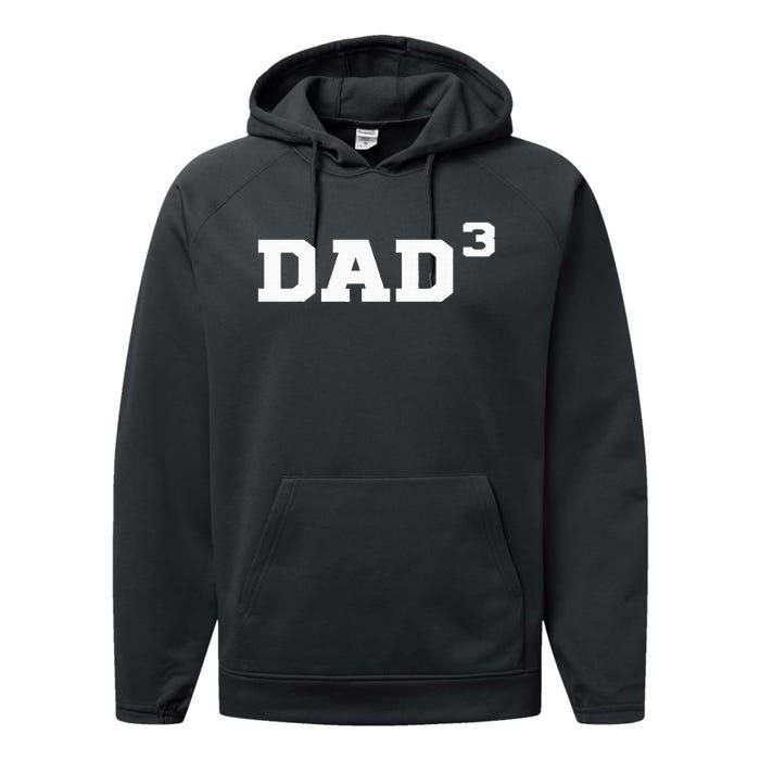 Dad3 Dad Of Triplets Triplet Dad Father Papa Performance Fleece Hoodie